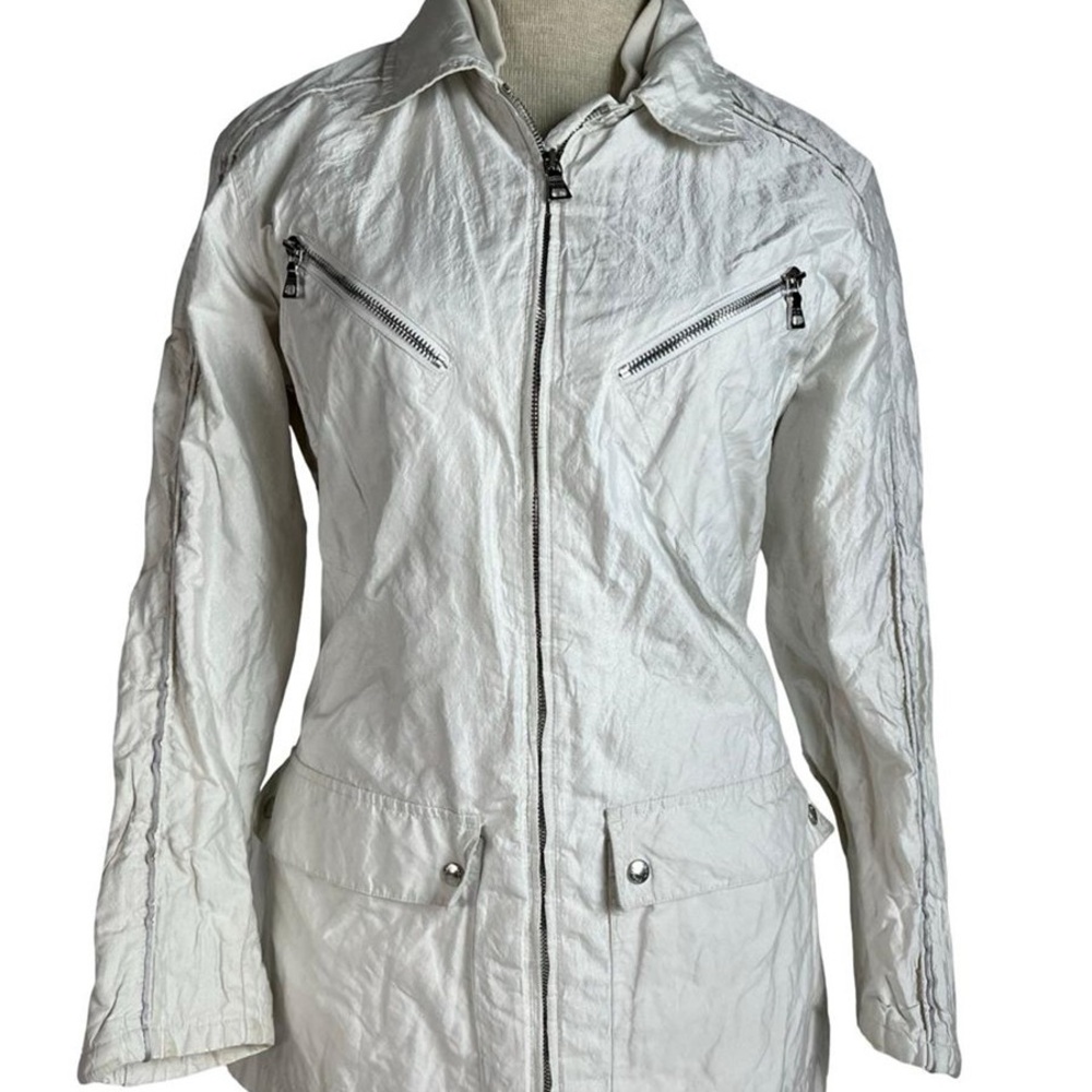 Vintage Prada Women's Pearl White Jacket-size 8-EUC